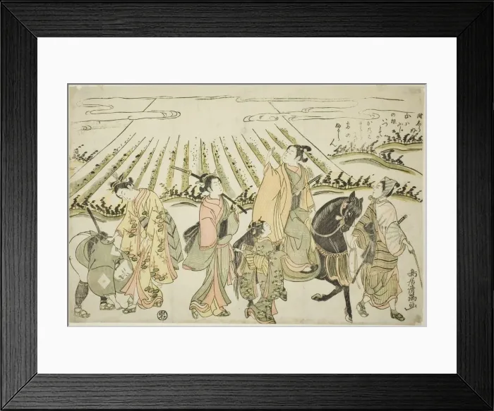 Framed Print : A parody of Narihiras eastern journey, c. 1764. Creator: Torii Kiyomitsu Framed Print : A parody of Narihiras eastern journey, c. 1764. Creator: Torii Kiyomitsu