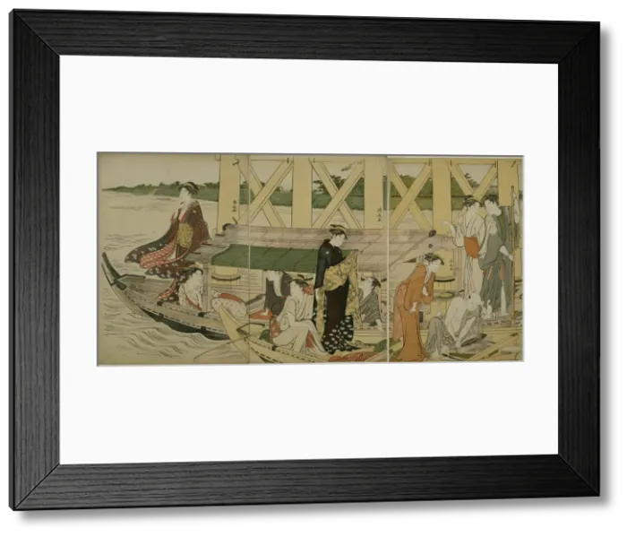 Framed Print : Pleasure Boats below Azuma Bridge, c. 1784. Creator: Torii Kiyonaga Framed Print : Pleasure Boats below Azuma Bridge, c. 1784. Creator: Torii Kiyonaga