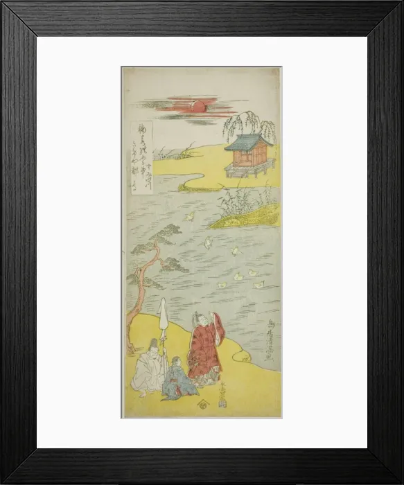 Framed Print : The Poet Ariwara no Narihira on the bank of the Sumida River, c. 1764 Framed Print : The Poet Ariwara no Narihira on the bank of the Sumida River, c. 1764