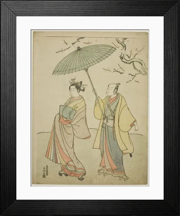 Framed Print : The Actors Ichikawa Komazo I (L) and Nakamura Matsue I (R), c. 1770. Creator: Torii Kiyomitsu Framed Print : The Actors Ichikawa Komazo I (L) and Nakamura Matsue I (R), c. 1770. Creator: Torii Kiyomitsu