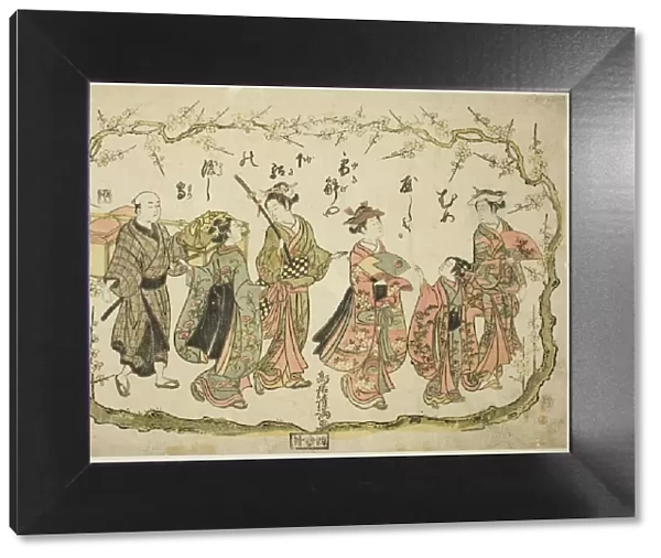 Party on their way to view plum blossoms, c. 1764. Creator: Torii Kiyomitsu
