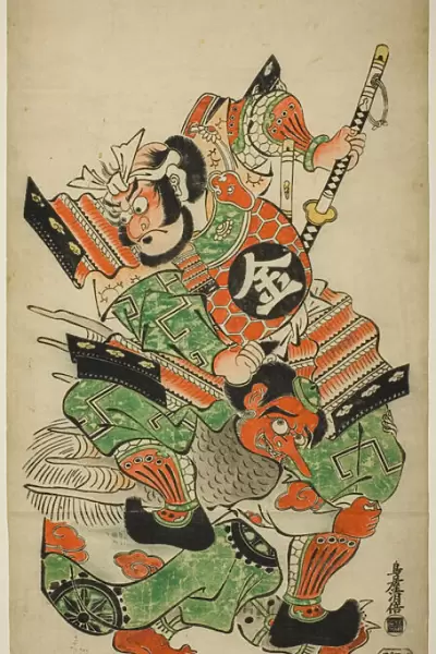 Sakata Kintoki Wrestling with a Tengu, c. 1715  /  18. Creator: Torii Kiyomasu I