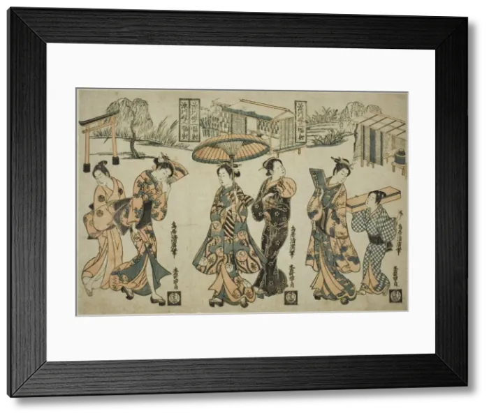Framed Print : Girls of Fukagawa - A Triptych (Fukagawa musume sanpukutsui), c. 1755 Framed Print : Girls of Fukagawa - A Triptych (Fukagawa musume sanpukutsui), c. 1755