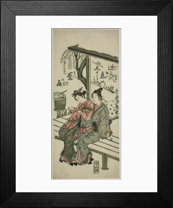 Framed Print : Lovers on a Veranda, c. 1760. Creator: Torii Kiyohiro Framed Print : Lovers on a Veranda, c. 1760. Creator: Torii Kiyohiro
