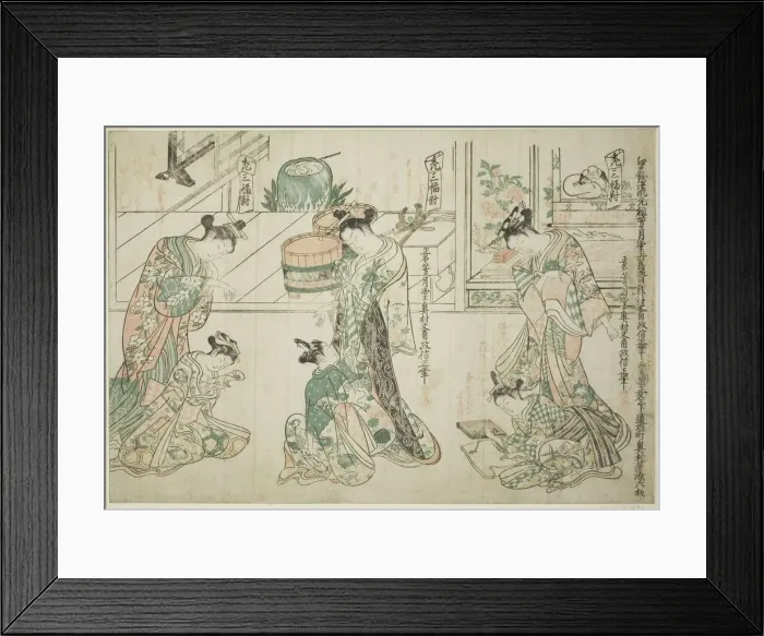 Framed Print : Child Attendants: A Set of Three (Kamuro sanpukutsui), c. 1744 / 51 Framed Print : Child Attendants: A Set of Three (Kamuro sanpukutsui), c. 1744 / 51