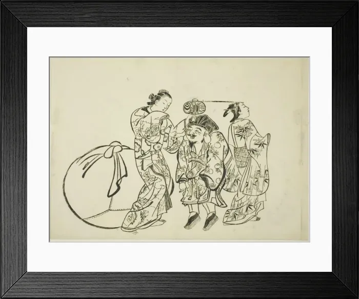 Framed Print : Measuring Daikokus height, no. 5 from a series of 12 prints, c. 1708 Framed Print : Measuring Daikokus height, no. 5 from a series of 12 prints, c. 1708