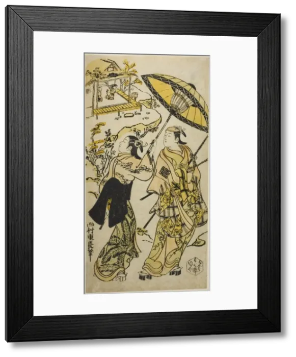 Framed Print : The Portrait of Actors at the Ogura Cottage, 18th century. Creator: Nishimura Shigenaga Framed Print : The Portrait of Actors at the Ogura Cottage, 18th century. Creator: Nishimura Shigenaga