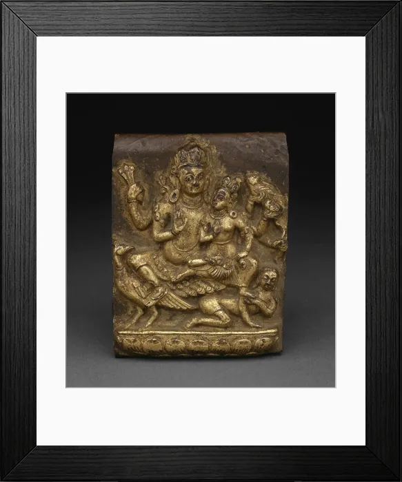 Framed Print : Plaque with Local Deity Ghantakarna and Spouse, c. 1600. Creator: Unknown Framed Print : Plaque with Local Deity Ghantakarna and Spouse, c. 1600. Creator: Unknown