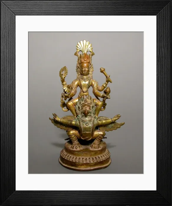 Framed Print : God Vishnu Astride His Mount, Garuda, 17th / 18th century. Creator: Unknown Framed Print : God Vishnu Astride His Mount, Garuda, 17th / 18th century. Creator: Unknown