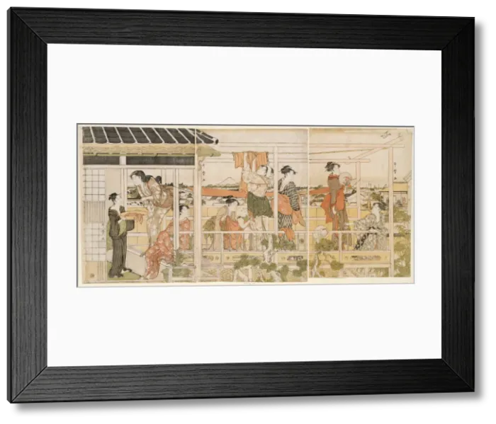 Framed Print : Drying Clothes (Monohoshi), Japan, c. 1790. Creator: Kitagawa Utamaro Framed Print : Drying Clothes (Monohoshi), Japan, c. 1790. Creator: Kitagawa Utamaro