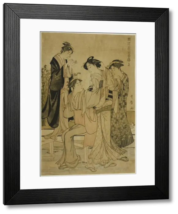 Framed Print : Elegant Pleasures: The Scent of Flowers, right (Furyu hana no ka asobi, jo), Japan, c Framed Print : Elegant Pleasures: The Scent of Flowers, right (Furyu hana no ka asobi, jo), Japan, c