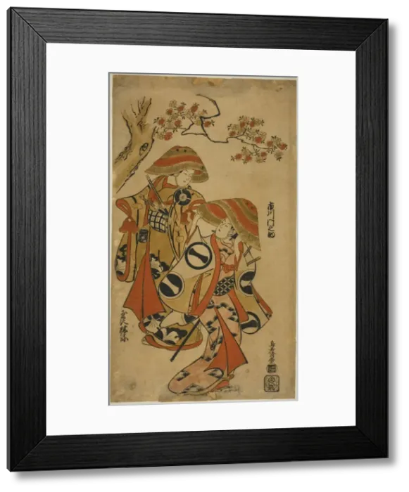 Framed Print : The Actors Ichikawa Monnosuke I and Tamazawa Rinya, c. 1715. Creator: Torii Kiyomasu I Framed Print : The Actors Ichikawa Monnosuke I and Tamazawa Rinya, c. 1715. Creator: Torii Kiyomasu I