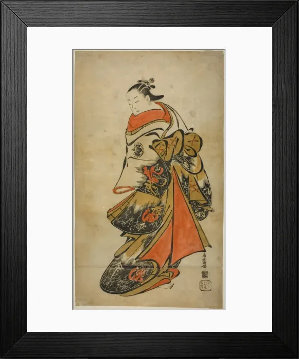 Framed Print : The Actor Fujimura Handayu II as Oiso no Tora, c. 1715. Creator: Torii Kiyomasu I Framed Print : The Actor Fujimura Handayu II as Oiso no Tora, c. 1715. Creator: Torii Kiyomasu I