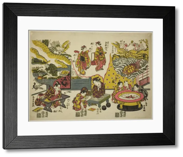 Framed Print : Three Young Dreamers, c. 1760. Creator: Torii Kiyohiro Framed Print : Three Young Dreamers, c. 1760. Creator: Torii Kiyohiro