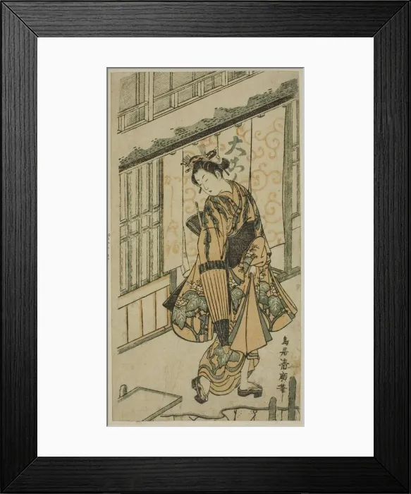 Framed Print : Young Woman Holding an Umbrella, c. 1750. Creator: Torii Kiyohiro Framed Print : Young Woman Holding an Umbrella, c. 1750. Creator: Torii Kiyohiro