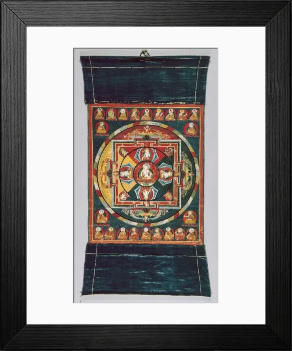 Framed Print : Painted Banner (Thangka) of Vajrasattva Mandala, 15th century. Creator: Unknown Framed Print : Painted Banner (Thangka) of Vajrasattva Mandala, 15th century. Creator: Unknown