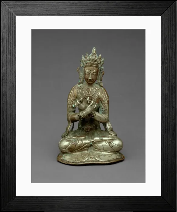 Framed Print : Vajradhara Buddha Seated Holding a Thunderbolt (Vajra) and Bell (Ghanta), 15th century Framed Print : Vajradhara Buddha Seated Holding a Thunderbolt (Vajra) and Bell (Ghanta), 15th century