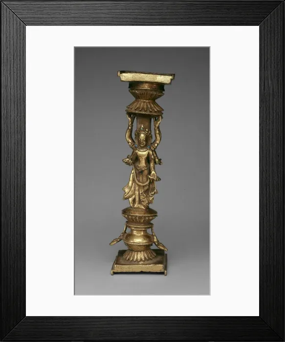Framed Print : Pillar Support of an Addorsed Female Bodhisattva and an Offering Goddess, 15th century