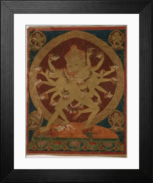 Framed Print : Painted Banner (Thangka) of Skull-Cup Bearing (Kapaladhara) Hevajra, c. 1604 Framed Print : Painted Banner (Thangka) of Skull-Cup Bearing (Kapaladhara) Hevajra, c. 1604