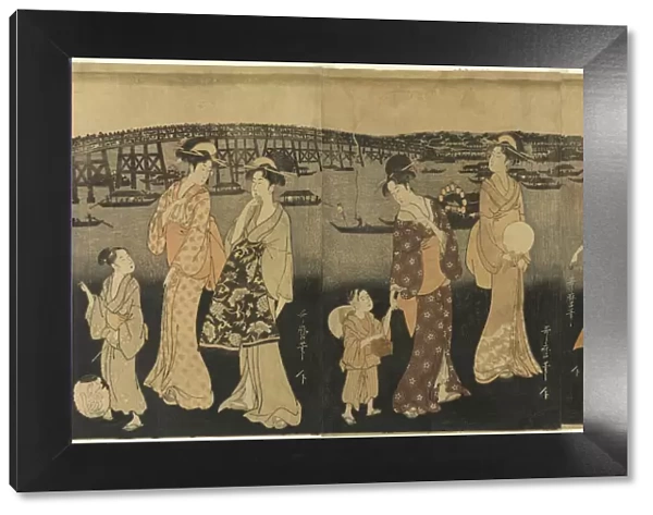 Women watching fireworks at Sumida River, Japan, c. 1795  /  96. Creator: Kitagawa Utamaro
