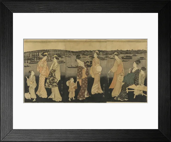 Framed Print : Women watching fireworks at Sumida River, Japan, c. 1795 / 96. Creator: Kitagawa Utamaro Framed Print : Women watching fireworks at Sumida River, Japan, c. 1795 / 96. Creator: Kitagawa Utamaro