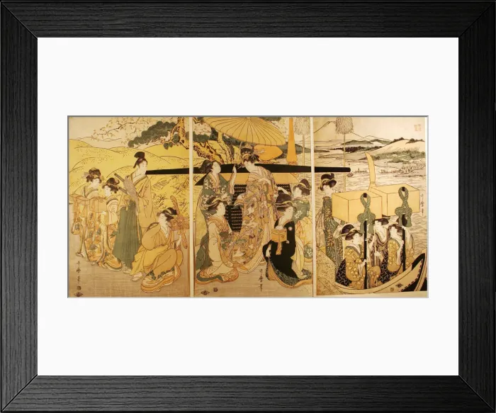 Framed Print : At the Ferry Boat Landing, Japan, c. 1804. Creator: Kitagawa Utamaro Framed Print : At the Ferry Boat Landing, Japan, c. 1804. Creator: Kitagawa Utamaro