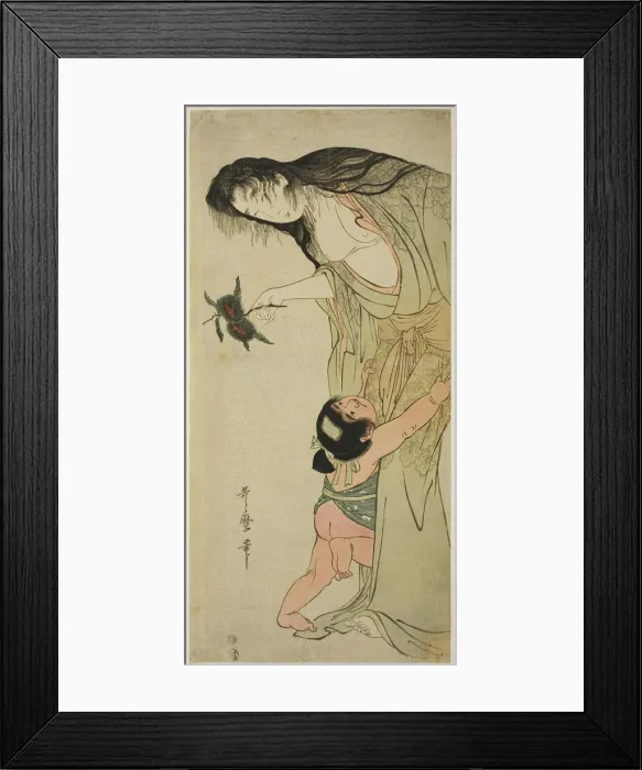 Framed Print : Yamauba Holding Chestnuts while Kintaro Reaches for Them, Japan, c. 1804 / 05 Framed Print : Yamauba Holding Chestnuts while Kintaro Reaches for Them, Japan, c. 1804 / 05