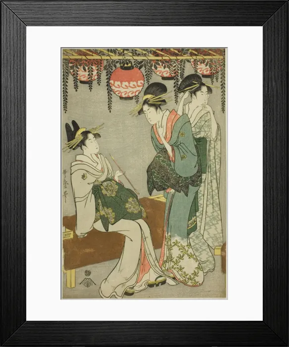 Framed Print : Courtesans beneath Wisteria Arbor, Japan, c. 1795. Creator: Kitagawa Utamaro Framed Print : Courtesans beneath Wisteria Arbor, Japan, c. 1795. Creator: Kitagawa Utamaro