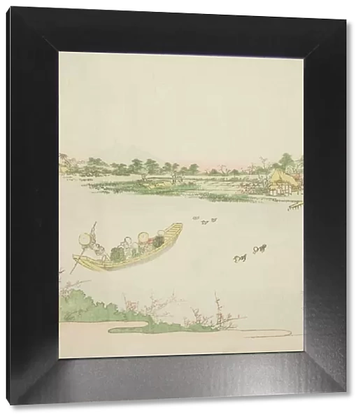 A Ferryboat Crossing the Sumida River, Japan, c. 1820s. Creator: Ikeda Eisen