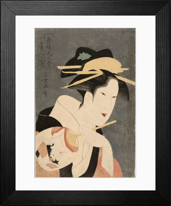 Framed Print : Beauties of the Pleasure Quarters... Hostess of the Izumiya Teahouse, late 18th-early 19th century. Creator: Rekisentei Eiri Framed Print : Beauties of the Pleasure Quarters... Hostess of the Izumiya Teahouse, late 18th-early 19th century. Creator: Rekisentei Eiri