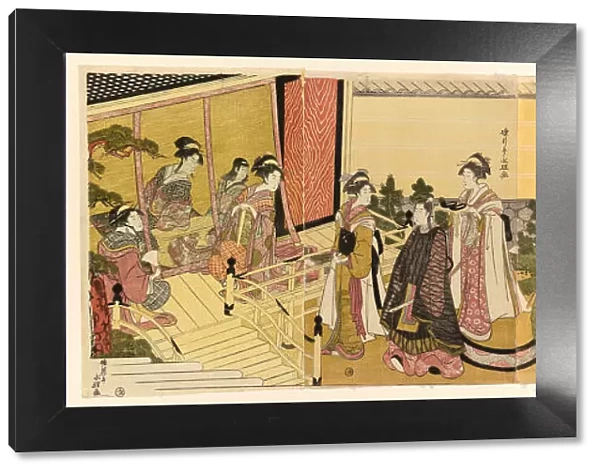 Parody of Prince Genji and his procession, c. 1790 / 1800. Creator: Rekisentei Eiri