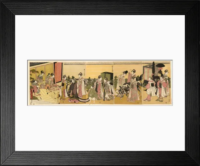 Framed Print : Parody of Prince Genji and his procession, c. 1790 / 1800. Creator: Rekisentei Eiri Framed Print : Parody of Prince Genji and his procession, c. 1790 / 1800. Creator: Rekisentei Eiri