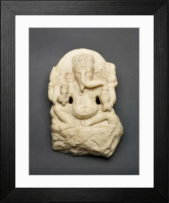 Framed Print : Four-Armed Seated God Ganesha, Shahi period, 7th / 8th century. Creator: Unknown Framed Print : Four-Armed Seated God Ganesha, Shahi period, 7th / 8th century. Creator: Unknown