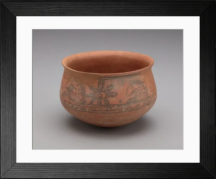 Framed Print : Painted Bowl with Faunal and Floral Design, 5th century. Creator: Unknown Framed Print : Painted Bowl with Faunal and Floral Design, 5th century. Creator: Unknown