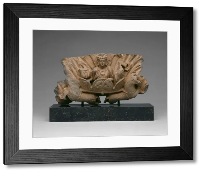 Framed Print : Corinthian Capital with Sun God Surya Riding a Chariot (Quadriga), 2nd century Framed Print : Corinthian Capital with Sun God Surya Riding a Chariot (Quadriga), 2nd century