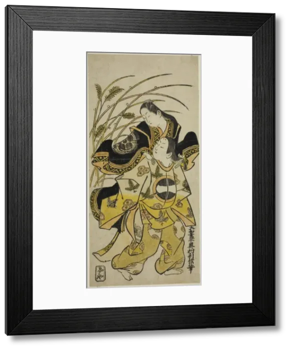 Framed Print : The Actors Ichikawa Monnosuke as a nobleman and Dekishima Daisuke as a noblewoman, c Framed Print : The Actors Ichikawa Monnosuke as a nobleman and Dekishima Daisuke as a noblewoman, c