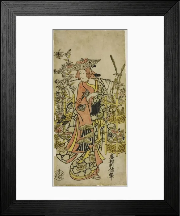Framed Print : The Actor Hayakawa Hatsuse as a Flower Vendor, mid-1720s. Creator: Okumura Toshinobu Framed Print : The Actor Hayakawa Hatsuse as a Flower Vendor, mid-1720s. Creator: Okumura Toshinobu