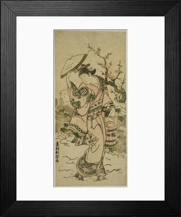 Framed Print : The Actor Sanogawa Mangiku as a woman walking in the snow, c. 1742 Framed Print : The Actor Sanogawa Mangiku as a woman walking in the snow, c. 1742