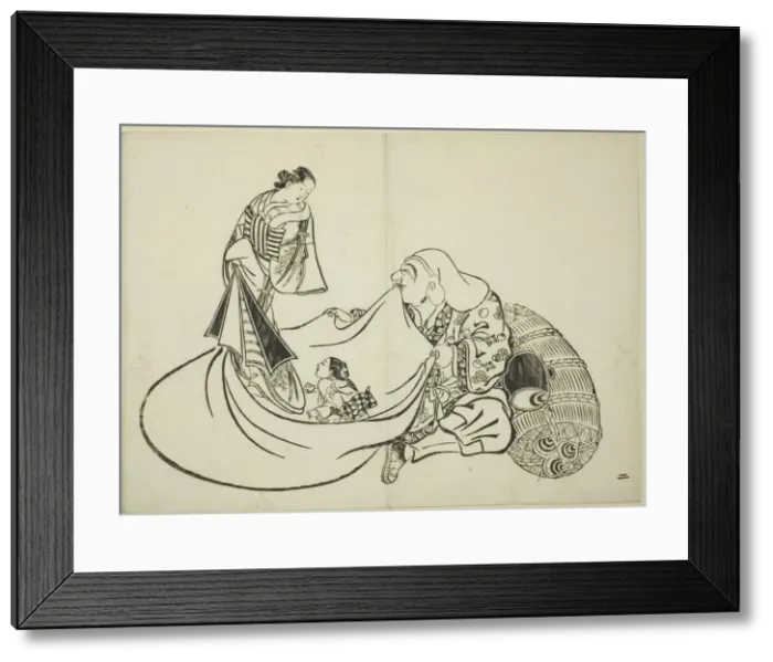 Framed Print : Daikoku revealing the contents of Hoteis bag, no. 2 from the series of 12 prints, c Framed Print : Daikoku revealing the contents of Hoteis bag, no. 2 from the series of 12 prints, c