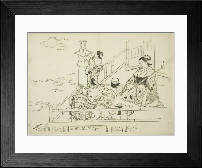 Framed Print : Courtesan entertaining Daikoku and Fukurokuju, no. 10 from a series of 12 prints, c. 1708 Framed Print : Courtesan entertaining Daikoku and Fukurokuju, no. 10 from a series of 12 prints, c. 1708