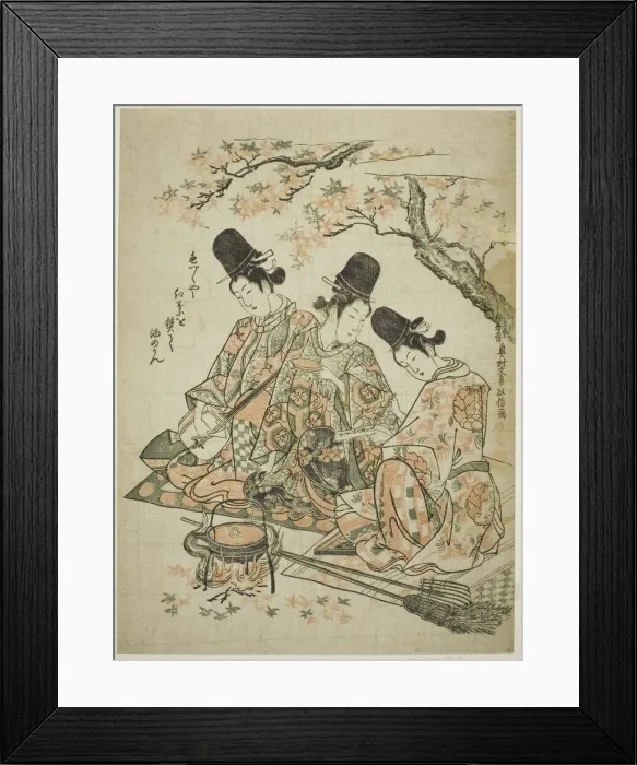 Framed Print : Parody of Palace Attendants Burning Maple Leaves to Heat Sake from