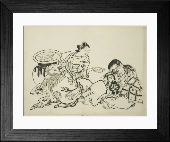 Framed Print : Courtesan Plying Shojo with Sake, no. 4 from a series of 12 prints, c. 1708 Framed Print : Courtesan Plying Shojo with Sake, no. 4 from a series of 12 prints, c. 1708
