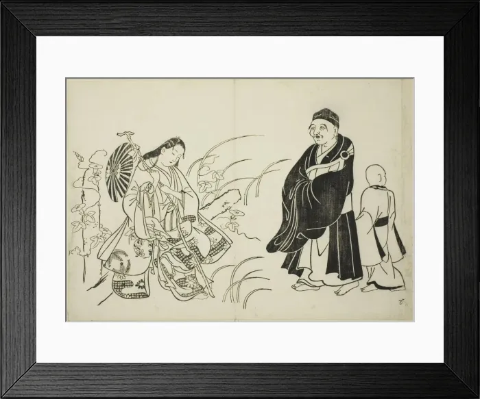 Framed Print : Komachi resting on a stupa, no. 6 from a series of 12 prints, c. 1708 Framed Print : Komachi resting on a stupa, no. 6 from a series of 12 prints, c. 1708