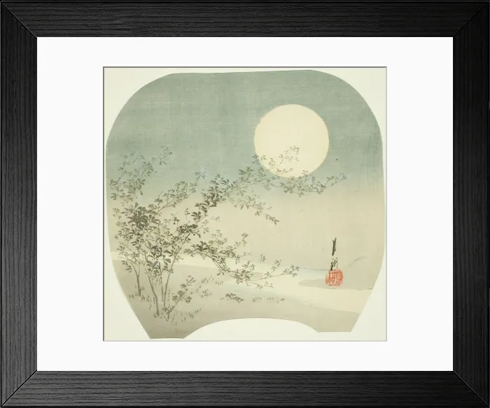 Framed Print : Full Moon and Autumn Flowers by the Stream, c. 1895. Creator: Ogata Gekko Framed Print : Full Moon and Autumn Flowers by the Stream, c. 1895. Creator: Ogata Gekko