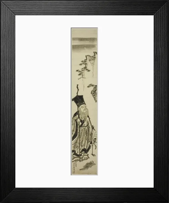 Framed Print : Jurojin with crane and tortoise, 18th century. Creator: Nishimura Shigenaga Framed Print : Jurojin with crane and tortoise, 18th century. Creator: Nishimura Shigenaga