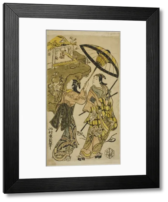 Framed Print : The Portrait of Actors at the Ogura Cottage, 18th century. Creator: Nishimura Shigenaga Framed Print : The Portrait of Actors at the Ogura Cottage, 18th century. Creator: Nishimura Shigenaga