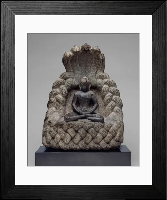 Framed Print : Buddha Sheltered by the Serpent King Muchalinda, 11th / 12th century. Creator: Unknown Framed Print : Buddha Sheltered by the Serpent King Muchalinda, 11th / 12th century. Creator: Unknown