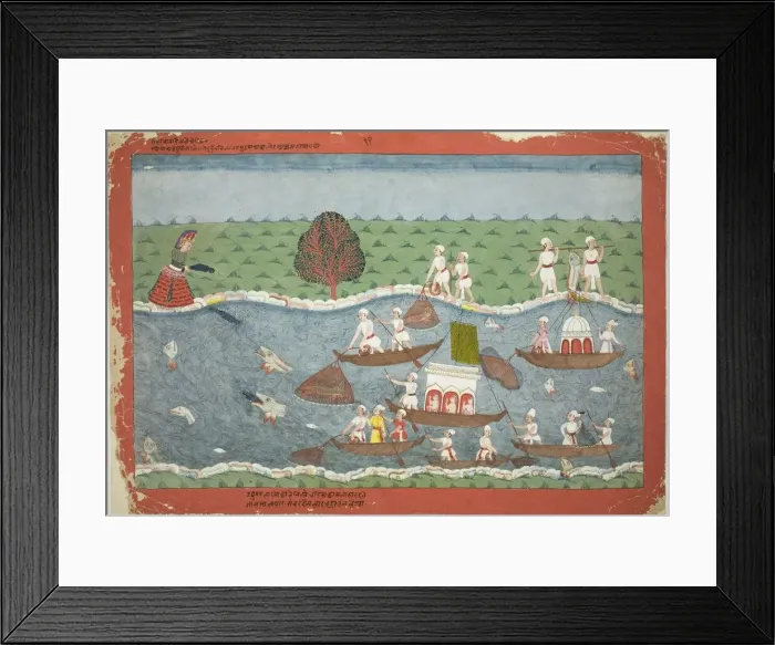 Framed Print : The Demon Sambar Throws the Infant Pradyumna into the River, from a copy of the Bhagavat Framed Print : The Demon Sambar Throws the Infant Pradyumna into the River, from a copy of the Bhagavat