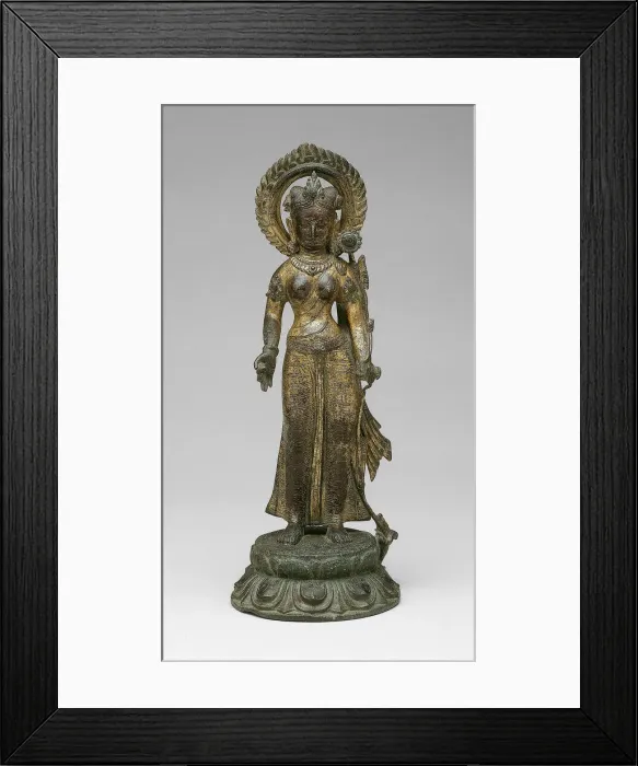 Framed Print : Goddess Green Tara Standing with Hand in Gesture of Gift-Giving (varadamudra) Framed Print : Goddess Green Tara Standing with Hand in Gesture of Gift-Giving (varadamudra)