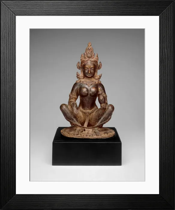 Framed Print : Mother-Goddess Brahmani Seated in Yogic Posture Holding Water Pot, 13th century Framed Print : Mother-Goddess Brahmani Seated in Yogic Posture Holding Water Pot, 13th century